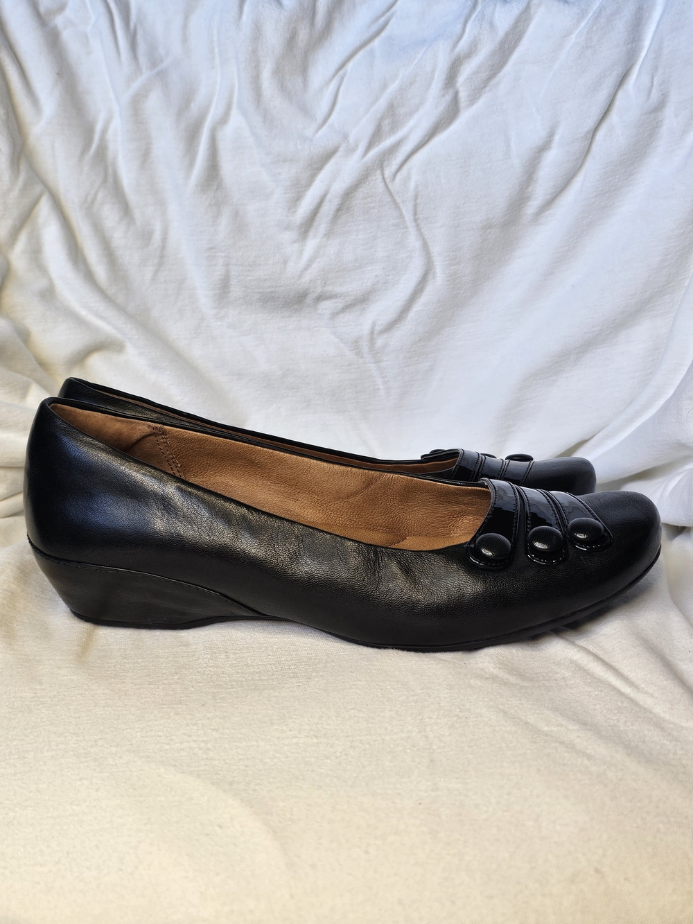 Clarks Artisan black leather "Concert Drum" Ballet Flats Slip On - Picture 4 of 11
